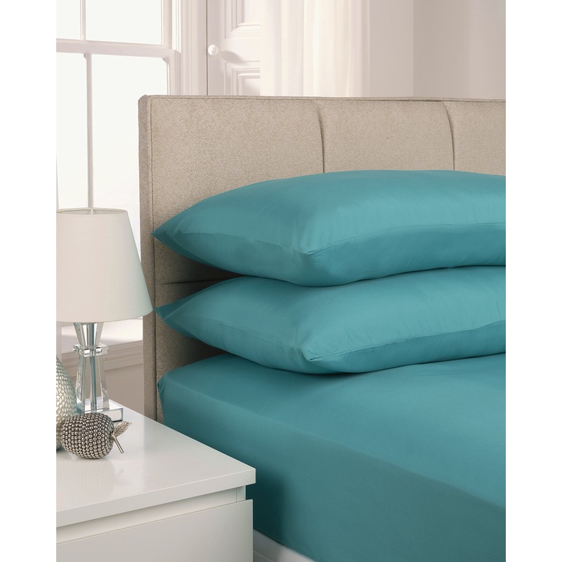 Impressions Fusion Soft Touch Microfibre Polyester Kingsize Teal Fitted Sheet