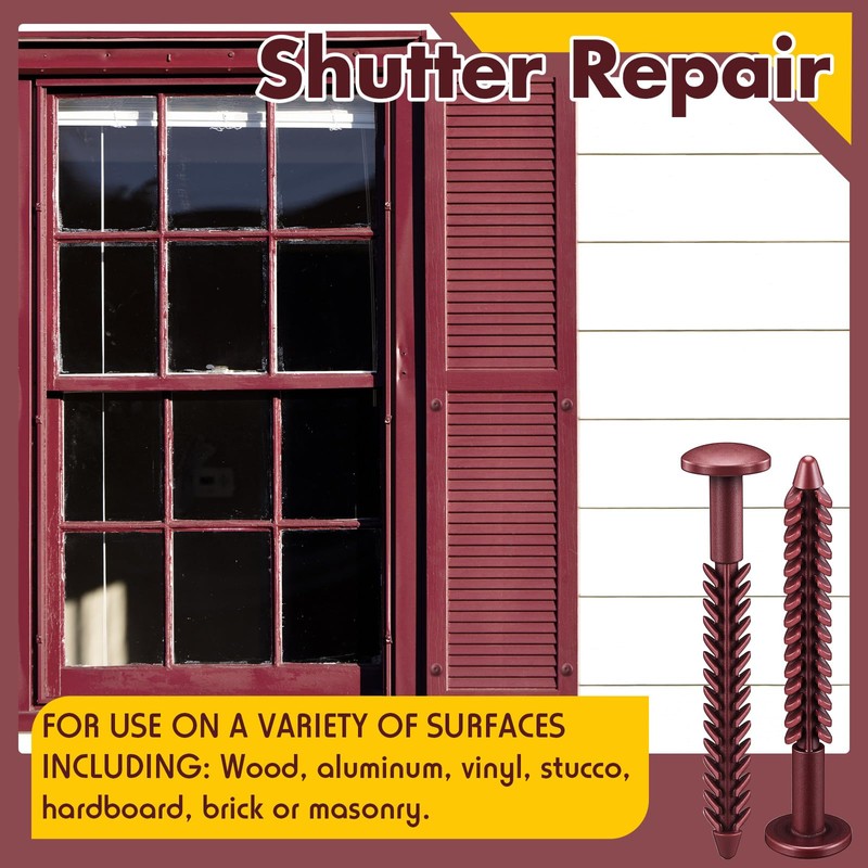 MorningRo 12 Pack Vinyl Shutter Fasteners Plastic Shutter Screws Window