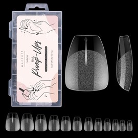 Makartt Extra Short Coffin Fake Nail Tips: 120pcs Full Cover Pre-shape Half Matte Clear Soft Gel Nail Tips French Press on Acrylic False Extension, 12 Sizes Salon Home DIY