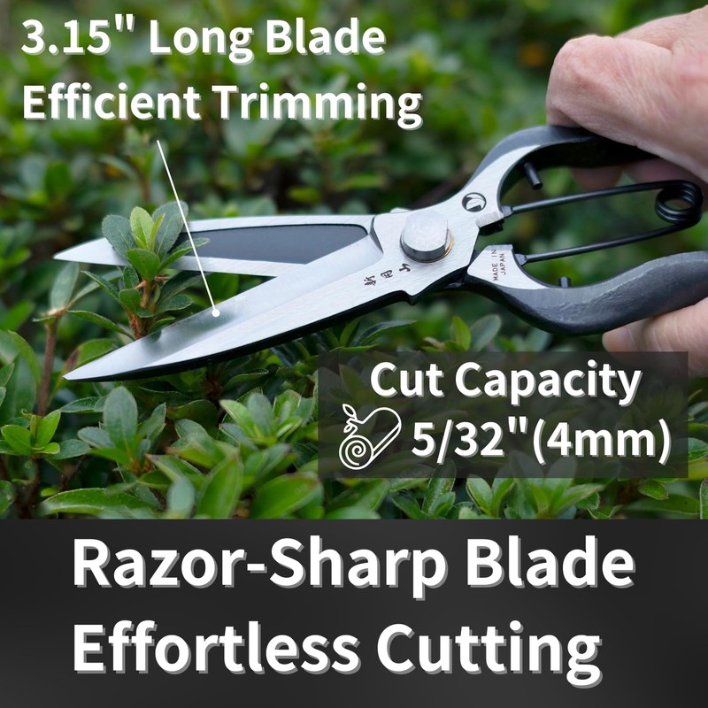 RANSHOU Leaf Trimming Scissors Handheld Hedge Shears 9", Professional One-Handed
