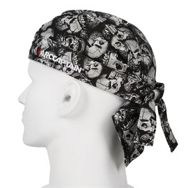 ARCCAPTAIN 2PC Welding Doo Rag, Welding Cap, Protective Welders Cap, Welding Hats for Men, Fireproof Cotton and Durable for Safety, Skull, L Size