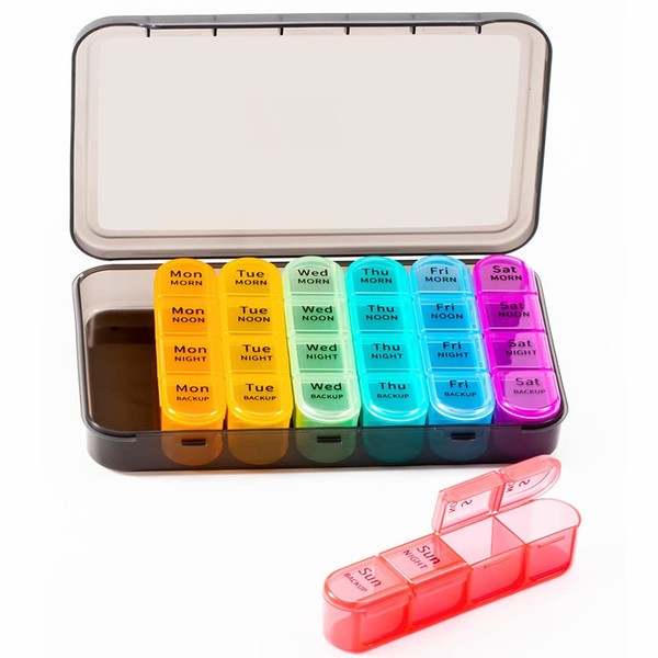 Pill Box 7 Days Small Pill Box 7 Days 4 Compartments Morning Lunch Evening Night Large Portable Medicine Box Travel Tablets Weekly Box
