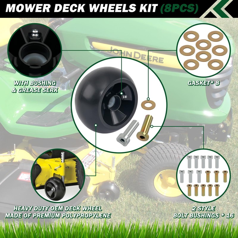CheeMuii 8 Pack Lawn Mower Deck Gauge Wheels Kit AM125172