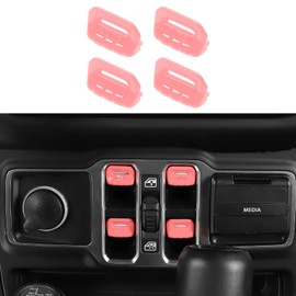 Jimen Compatible with Jeep Wrangler JL JLU 2018-2023 and Jeep Gladiator JT 2020-2023, 4PCS Center Console Window Button Switch Cover Interior Trim Accessories (Pink)