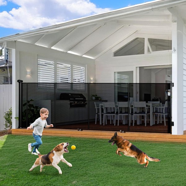 Reinforced 150 Inch Wide Retractable Baby Gate Indoor, 42’’ Tall