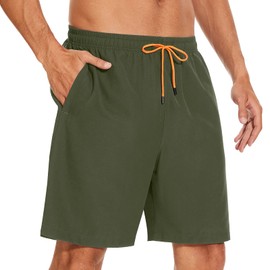 YUTYTH Men’s Swimming Shorts Swim Trunks Waterproof Quick Dry Beach Shorts Surfing Board Shorts with Mesh Liner and Pockets Army Green