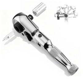 WORKPRO 1/4" Drive Stubby Ratchet, 2-In-1 Socket Wrench Flex Head Ratchet & Bit Driver, Reversible Direction Switch, CrMo Alloy, 72-Tooth, Compact Hand Tools for Home Repair & Tight Spaces