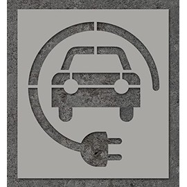 Ideal Stencils Electric Car Vehicle Charging Stencil - Paint Floors, Walls to Indicate Charge Point Parking Spaces (50x55cm)