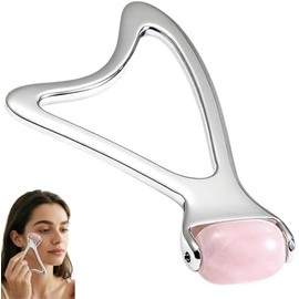 Jade-Style Facial Roller Massage Tool, Portable Beauty Roller for Cooling-Feel Self-Care Routines - KINTEGOOD Stainless Steel Gua Sha