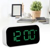 LED Digital Alarm Clock Brightness Adjustable 12/24Hr White Shell Green