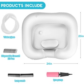 Inflatable Shampoo Basin White - Samlomi Portable Hair Washing Bowl/Tub for Bedridden, Disabled,Injured, Elderly, Hair Washtub for Dreadlocks and at Home Sink Washing