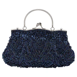 DTGN Clutch Purse Evening Clutch Bag Handbag Cross Body Bag Wallet for Women Formal Wedding Club Party Blue Beaded Sequins