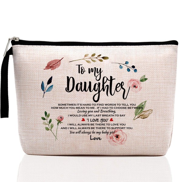 Daughter Gifts from Mom and Dad, Daughter Birthday, Graduation Gifts for Her, Daughter in Law Gifts, Sentimental Gifts for Daughter, Makeup Bag, Pencil Case