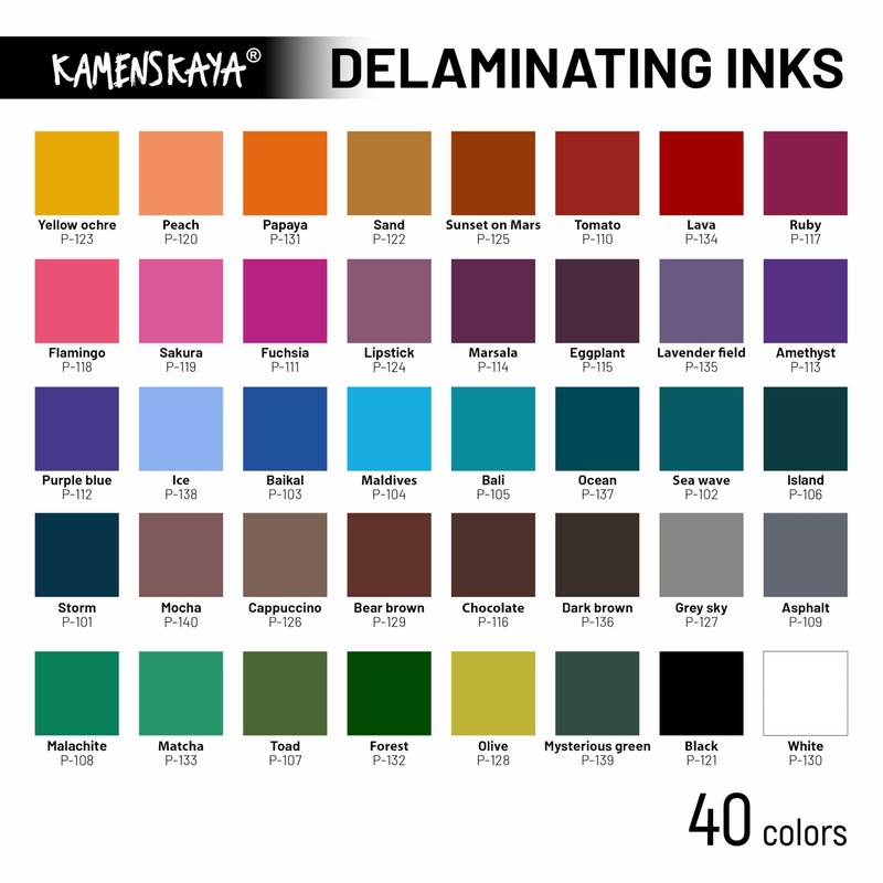 KAMENSKAYA Delaminating Alcohol Inks - Delaminating Ink Set 'Sunset' -