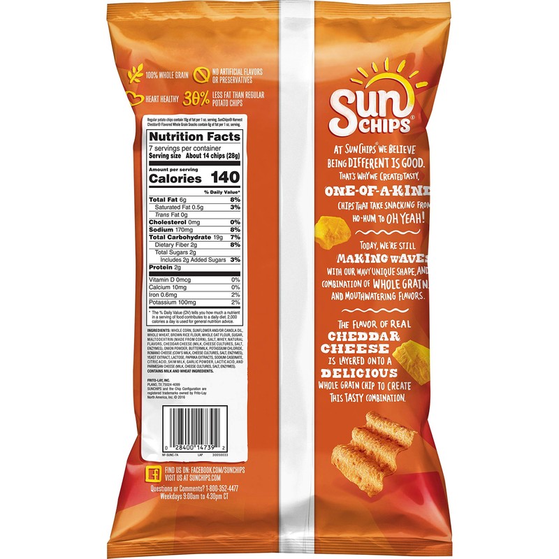 Sunchips Multigrain Snacks, Harvest Cheddar, 7 oz
