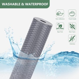 Origuuds Shelf Liners, Non-Adhesive Drawer Liner, Waterproof & Oil-Proof Kitchen Cabinet Cupboard Liner Plastic EVA Material BPA Free Fridge Liner Mats Paper Protector for Shelves (Grey/12in x 240in)