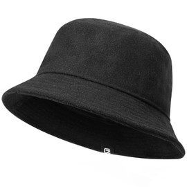 GADIEMKENSD Winter Bucket Hat - Premium Wool, Packable, Plain Colors, Warm Soft Felt Wool Bucket Hats for Women Men Unisex Casual Outdoor Hiking Fisherman Cap M Black