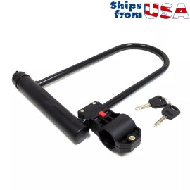 MMG Motorcycle Scooter Anti-theft Security Lock U Shaped, Two Keys and Carry Bracket