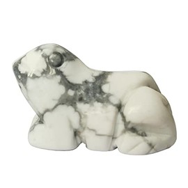 Bacatgem 1 Pcs Natural White Howlite Turquoise Frog Crystals and Healing Stone Figurines,1.5 Inches Hand Carved Pocket Animal Room Decor Gemstone