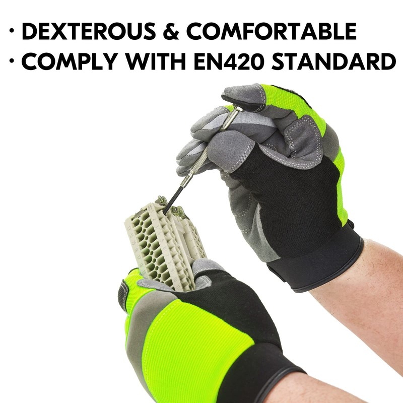 Vgo... 1 Pair Synthetic Leather Multi-Functional Work Gloves, Gardening Construction
