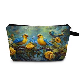 MoCaliduccious A Gift For Bird Lovers Bird Print Women Makeup Bag Travel Cosmetic Bag Organizer Small Zipper Toiletry Bag
