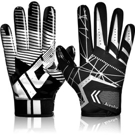 ACESHIP Football Gloves Adult Football Receiver Gloves,Enhanced Performance Football Gloves and High Grip Football Gloves for Adult and Kids(XL Adult,White)