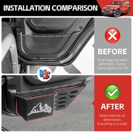 Utiiy Metal Rear Door Pockets Storage Box for 2018-2025 Jeep Wrangler JL JLU 4XE/Gladiator 4 Door Side Insert Door Bags Molle Panel Organizer for Jeep JL&JT Interior Accessories 2PCS(Rear, for JL/JT)