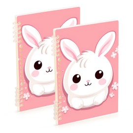 CHSIN 2 Pack Spiral Notebook Kawaii Bunny Rabbit A5 Journal Notebook 60 Sheets 21217399