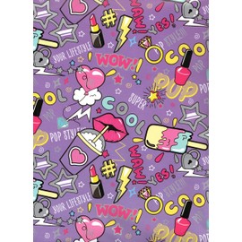 ARKRAFT 18-9326 Gift Wrapping Paper Set 3 Sheets XXL 90 x 65 cm Packaging Plastic-Free FSC Paper Cartoon Purple