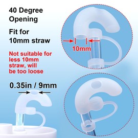 SmallCat 2pcs Anti Wrinkle Straw Covers, Reusable Silicone Straw Topper Tips, Clear No Wrinkle Lip Straw Caps for 10mm Sideways Suck Stainless Steel Glass Straw