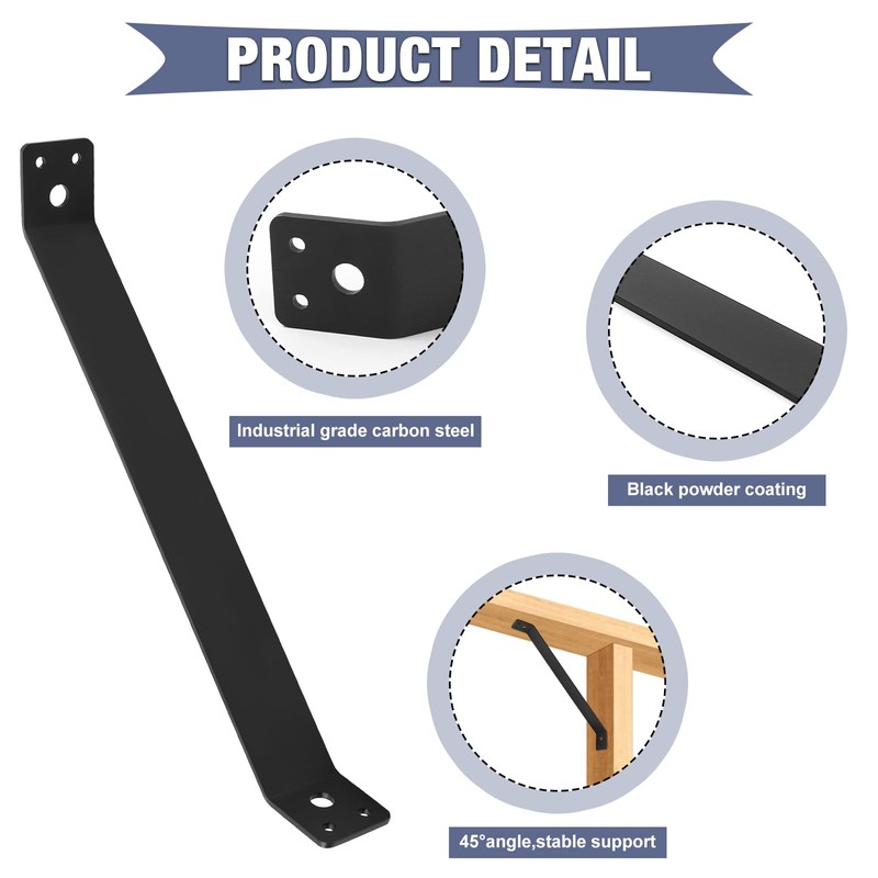 4 Pcs Inside Moun 45-Degree Angle Bracket,11.1" x 1.5" Heavy