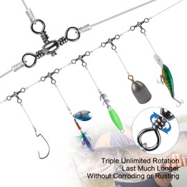 Three 3 Way Barrel Fishing Swivels Cross-Line - 60pcs T-Turn Crossline Fishing Connector Fast Copper with Stainless Steel Tackle Accessories Size: 1-12