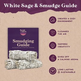 White Sage Smudge Sticks and Palo Santo Smudge Kit | Spiritual Smudging Rituals, Home Cleansing, Meditation | 3 California Sage Incense Sticks and 6 Palo Santo Sticks plus Smudging Guide for Beginners