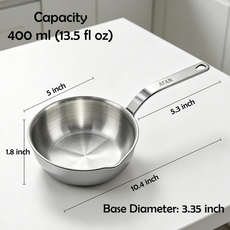 AFAN Stainless Steel Butter Warmer Pot, 13.5 fl oz Small