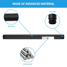 Lordear Shower Arm 8 Inch Matte Black Ceiling Mount Shower Arm and Flange,8” Shower Head Extension Arm Design for Rainfall Showerhead,Round Pipe