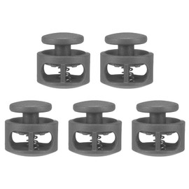 sourcing map 5pcs Plastic Cord Locks Double Hole Spring Toggle Stopper Clip Elastic Clasp Lock Fastener for Drawstring, Paracord, Bags, Clothing, Gloves String Lock Replacement, Gray