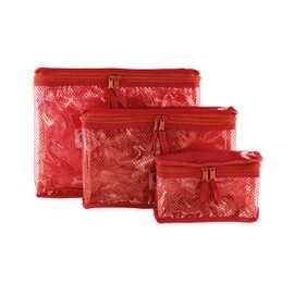 Containers by Aline Cosmetiquera 3 piezas diferentes tamaños Cosmetiquera para maquillaje Neceser Estuche maquillaje Organizador de pañales Color Rojo