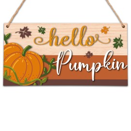 ONDTOM Hello Pumpkin Fall Decorations for Home Front Door Decor, Rustic Farmhouse Autumn Decor, Housewarming and Thanksgiving Gifts A05