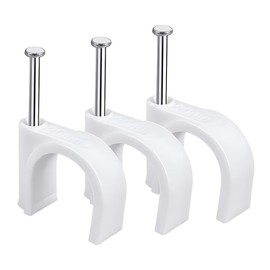SYDARSYN Cable Clips Nail Clamps 18 mm Cable Holder with Inserted Nail Brackets Cable Attachment 18 mm (Pack of 100)