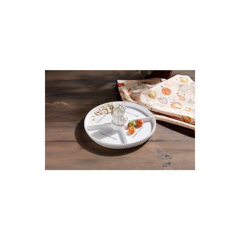 Mud Pie White Pumpkin Light Up Sitter, 4.75" x 3.75"