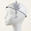 1920s Flapper Headband Silver Rhinestone Leaf Headpiece with Pearl Tassel