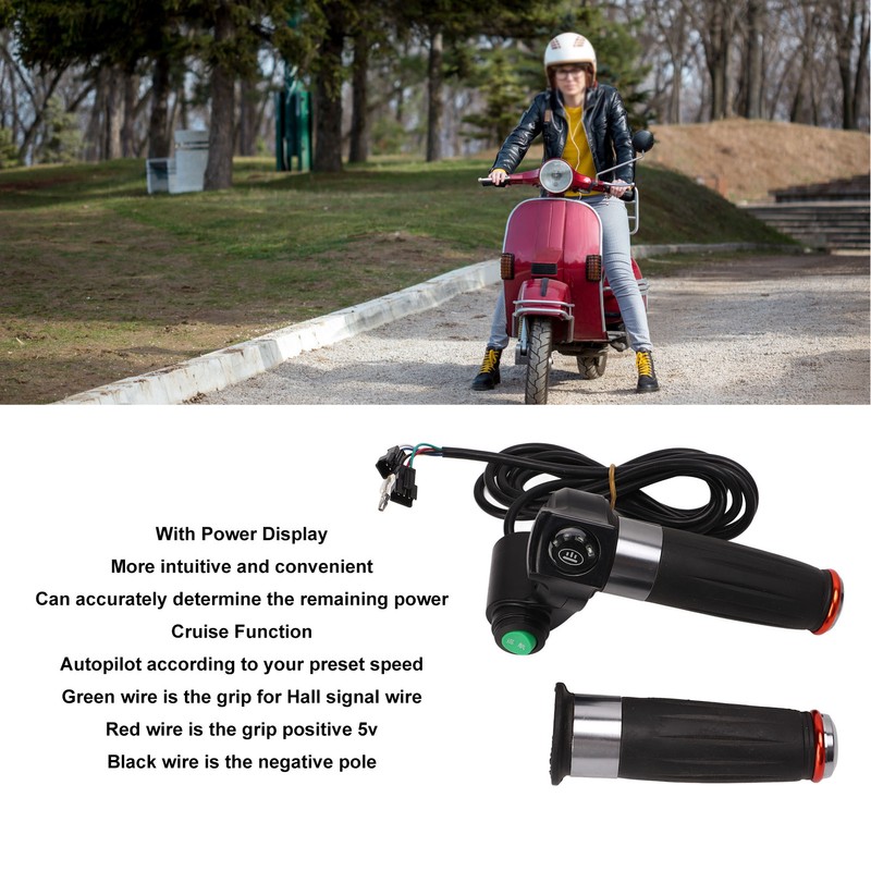 1Pair E Bike Throttle Grip 4 Lights Double Circle Accelerator