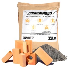 22 Lbs Castable Refractory Cement Mix - 3200°F High Temp, Heat & Fire Resistant for Pizza Ovens, Fireplaces, Forges, Kilns, Stoves - Build & Repair Mortar (22LB)
