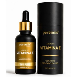 PERENNIS Aceite de Vitamina E Facial 100% Puro Prensado en Frío, Vitamina E Líquida, Aceite Hidratante para Rostro, Piel, Uñas y Cutículas, 30 ml