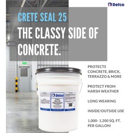 DETCO Crete Seal 25 - Concrete, Brick, Terrazzo Wall & Floor Sealer, High-Gloss Finish (1 Gallon)