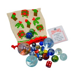 House of Marbles Classic Holly Christmas Marble Bag