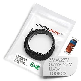 (Pack of 100 Pieces) Chanzon SMD Zener Diode 0.5W 27V ZMM27V ZMM27 LL-34 (SOD-80 MiniMELF / 1206) 0.5 Watt 27 Volt Silicon Glass Zener Diodes