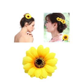Lawie 16 Pack Artificial Fake Yellow Small Daisy Sunflower Hair Clips Floral Hairpins Alligator Barrettes Brooches Pins Wedding Hawaiian Party Silk Flower Headpiece Holiday Decoration for Women Girls