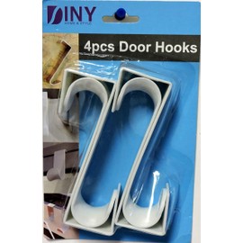 Over The Door Hooks Hangers, Laundry Hanger White Plastic 4 Pack Coats Towels Clothes