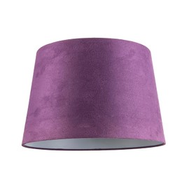 Deep Purple Velvet Fabric 12 Inch Drum Lamp Shade with Off-White Cotton Inner Lining | 30cm x 20cm x 25cm | for Lamp Base or Hanging Pendant by Happy Homewares